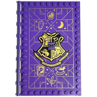 LEGO csempe 10×16 fogantyúkkal szélein bütykökkel és HP mintával, sötétlila (88659)