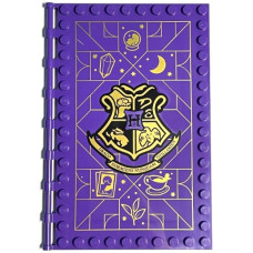 LEGO csempe 10×16 fogantyúkkal szélein bütykökkel és HP mintával, sötétlila (88659)