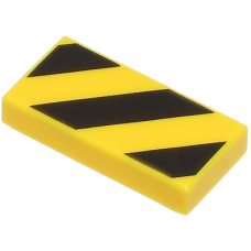 LEGO csempe 1×2 fekete-sárga csíkos mintával, sárga (73819)