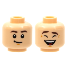 LEGO férfi fej kétarcú mosolygó/nevető arc mintával, világos testszínű (77726)