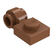 LEGO lapos elem 1x1 gyűrűs oldalán két bütyökkel, vörösesbarna (4081b)