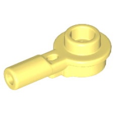 LEGO lapos elem kerek 1x1 lyukas bütyökkel és 1 hosszúságú rúddal, világossárga (32828)