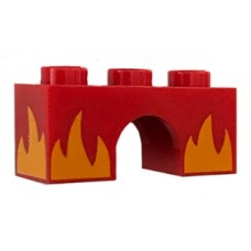 LEGO boltív 1×3 láng mintával (Harcos Kitty), piros (44370)