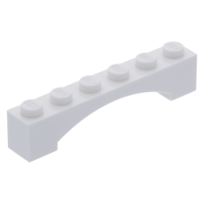 LEGO boltív 1×6 emelt, fehér (92950)