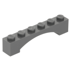 LEGO boltív 1×6 emelt, sötétszürke (92950)