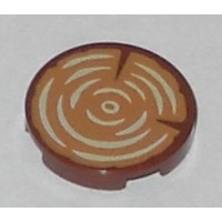 LEGO csempe kerek 2×2 fatörzs mintával, vörösesbarna (32647)