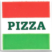 LEGO csempe 2×2 pizza doboz mintával, fehér (29716)