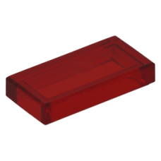 LEGO csempe 1×2, átlátszó piros (3069b)