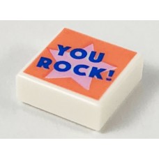 LEGO csempe 1×1 'YOU ROCK!' felirat mintával, fehér (3070bpb148)