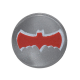 LEGO csempe 1×1 kerek piros Batman logó mintával, matt ezüst (77229)