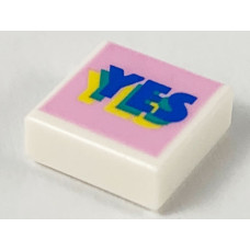 LEGO csempe 1×1 'YES' felirat mintával, fehér (3070bpb150)