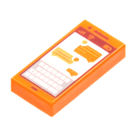 LEGO csempe 1x2 mobiltelefon mintával, narancssárga (73903)