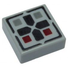 LEGO csempe 1×1 kereszt és gomb mintával, világosszürke (24641)