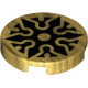 LEGO csempe kerek 2×2 fekete shuriken mintával, gyöngyház arany (71216)