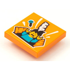 LEGO csempe 2×2 csapóajtón beeső énekes mintával (Vidiyo BeatBit album), narancssárga (3068bpb1637)