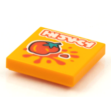LEGO csempe 2×2 összenyomott paradicsom mintával (Vidiyo BeatBit album), narancssárga (3068bpb1617)