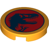 LEGO csempe kerek 2×2 Jurassic World logó mintával, világos narancssárga (80525)