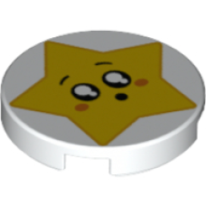 LEGO csempe kerek 2×2 csillagarc mintával, fehér (44287)