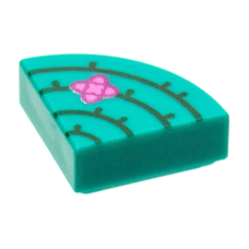 LEGO csempe 1×1 kerek negyed kör kaktusz mintával, sötét türkizkék (73006)