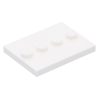 LEGO csempe 4 bütyökkel 3×4, fehér (88646)
