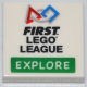 LEGO csempe 2×2 'FIRST LEGO LEAGUE EXPLORE' felirat  mintával, fehér (72005)