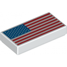 LEGO csempe 1×2 USA zászló mintával, fehér (68399)