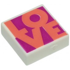 LEGO csempe 1×1 'LOVE' felirat mintával, fehér (3070bpb147)