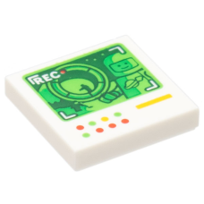 Eredeti, új LEGO csempe 2×2 űrhajós képernyő mintával, fehér (102319) - igényes elem a részletgazdag alkotásokhoz