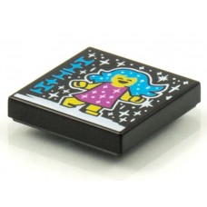 LEGO csempe 2×2 kislány figura mintával (Vidiyo BeatBit album), fekete (3068bpb1555)