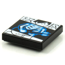 LEGO csempe 2×2 csontváz gitáros figura mintával (Vidiyo BeatBit album), fekete (3068bpb1575)