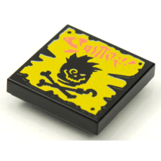 LEGO csempe 2×2 csontvázfej mintával (Vidiyo BeatBit album), fekete (3068bpb1629)