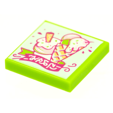 LEGO csempe 2×2 fagylalt mintával (Vidiyo BeatBit album), lime (3068bpb1577)