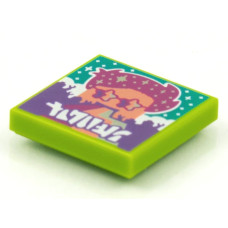 LEGO csempe 2×2 színes napszemüveges fej mintával (Vidiyo BeatBit album), lime (3068bpb1611)