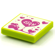 LEGO csempe 2×2 szív mintával (Vidiyo BeatBit album), lime (3068bpb1574)