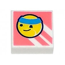 LEGO csempe 1×1 arc mintás teniszlabda mintával, fehér (3070bpb246)