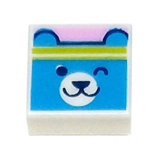 LEGO csempe 1×1 fejpántos macifej mintával, fehér (3070bpb239)