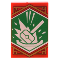 LEGO csempe 2×3 Ninjago kalapács és energiakitörés mintával, piros (101633)