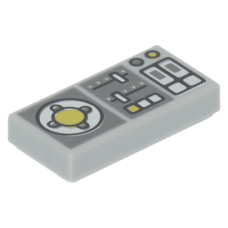 LEGO csempe 1×2 jármű vezérlőpult mintával, világosszürke (73873)