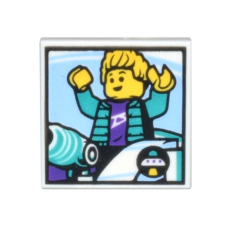 LEGO csempe 2×2 táncoló fiú mintával, fehér (72196)