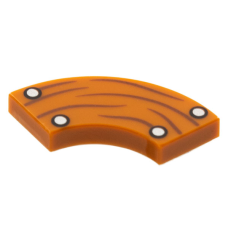 Eredeti, új LEGO csempe íves sarok 2×2 (macaroni) faerezet mintával, sötét narancssárga (78896) - igényes elem a részletgazdag alkotásokhoz