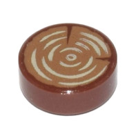 LEGO csempe 1×1 kerek fatörzs mintával, vörösesbarna (25406)