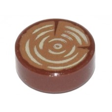 Eredeti, új LEGO csempe 1×1 kerek fatörzs mintával, vörösesbarna (25406) - igényes elem a részletgazdag alkotásokhoz