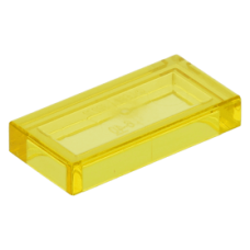 LEGO csempe 1×2, átlátszó sárga (3069b)