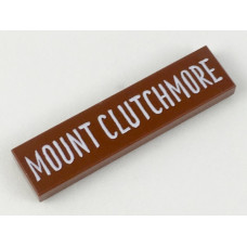 LEGO csempe 1×4 'MOUNT CLUTCHMORE' felirat mintával, vörösesbarna (38682)