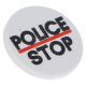 LEGO útjelző tábla kerek 2×2 fogóval 'Police - Stop' felirat mintával, fehér (30261)