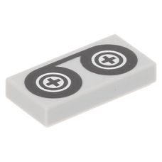 LEGO csempe 1×2 magnószalag mintával, világosszürke (81466) --- Debrecenben raktáron!