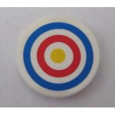 LEGO csempe kerek 2×2 színes céltábla mintával, fehér (25414)