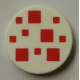 LEGO csempe kerek 2×2 piros kockák mintával, fehér (66985)