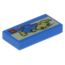 LEGO csempe 1×2 City autós készlet mintával, kék (21906)