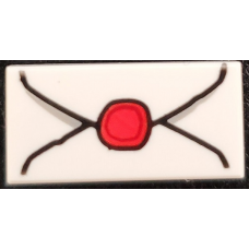 LEGO csempe 1×2 levél/boríték mintával, fehér (67835) --- Debrecenben raktáron!